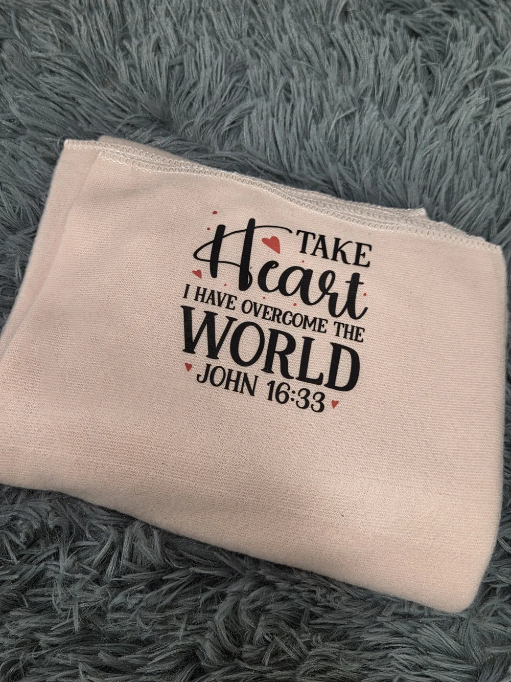 Soft Pink 'Take Heart' Verse Baby Blanket - Faith-Inspired Bible Verse Accent